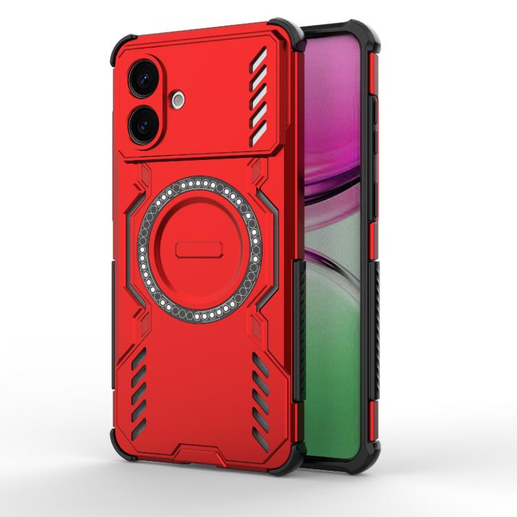 For Samsung Galaxy S26 Edge 5G Butterfly Armor MagSafe Magnetic Ring Shockproof Phone Case(Red) SUNSKY
