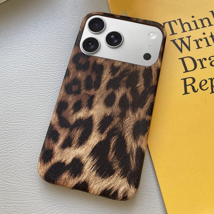 For iPhone 18 Pro Max / 17 Pro Max Leopard Print Leather-Textured PU Phone Case(Brown) SUNSKY