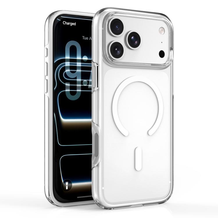 For iPhone 18 Pro / 17 Pro Dual Layer Anti Compression Magnetic Phone Case(White Through Hole) SUNSKY