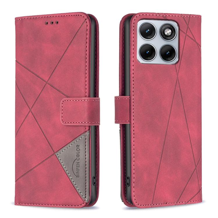 For Motorola Edge 70 Fusion 5G Magnetic Buckle Rhombus Texture Leather Phone Case(Red) SUNSKY