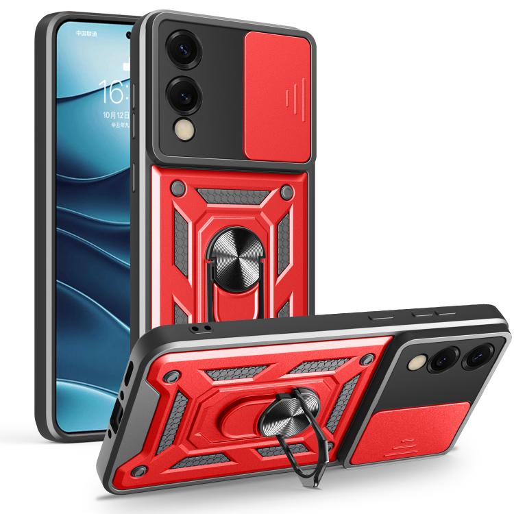 For Samsung Galaxy S25 Edge 5G Sliding Camera Cover Design TPU+PC Phone Case(Red) SUNSKY