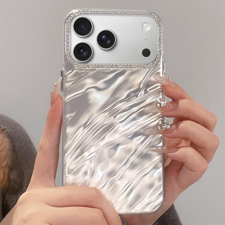 For iPhone 18 Pro / 17 Pro Rhinestone Lens Frame Wrinkled Design Phone Case(Transparent) SUNSKY