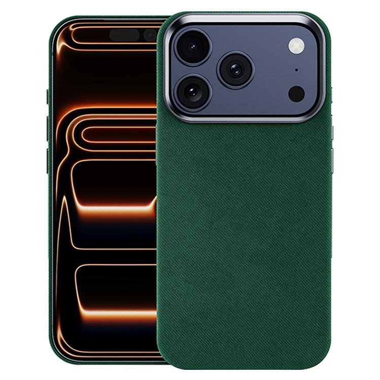 For iPhone 18 Pro Max / 17 Pro Max Flannel Textured Magnetic Full Coverage Phone Case(Dark Green) SUNSKY