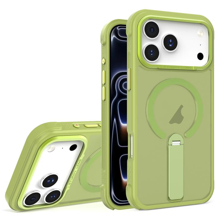 For iPhone 18 Pro Max / 17 Pro Max Skin Feel PC TPU Hybrid Fold Holder Magnetic Phone Case(Green) SUNSKY