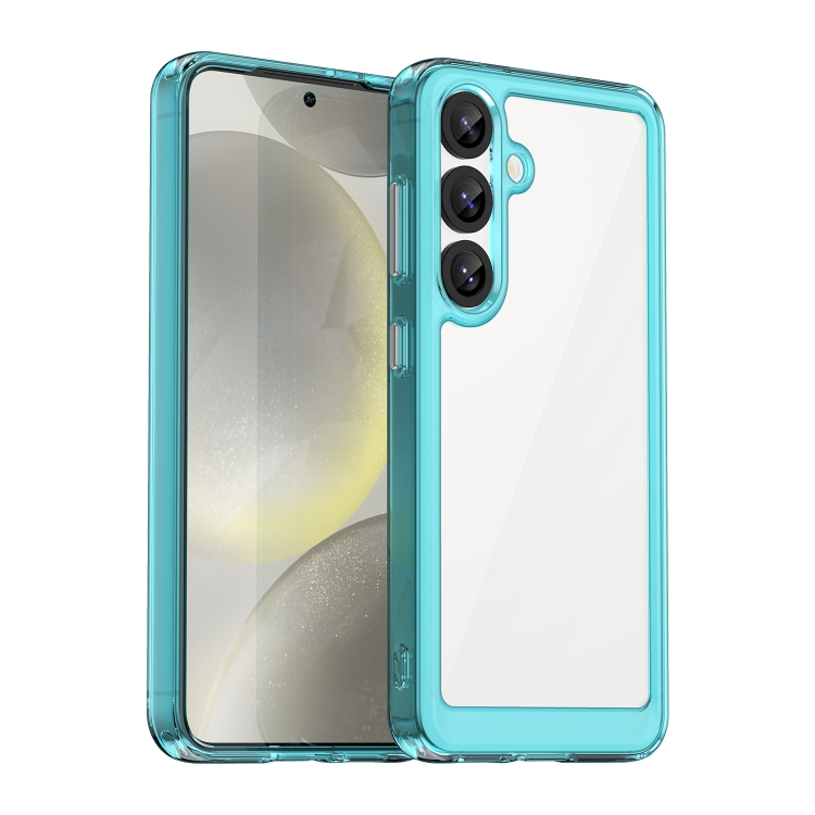 For Samsung Galaxy S25 5G Colorful Series Acrylic Hybrid TPU Phone Case(Transparent Blue) SUNSKY