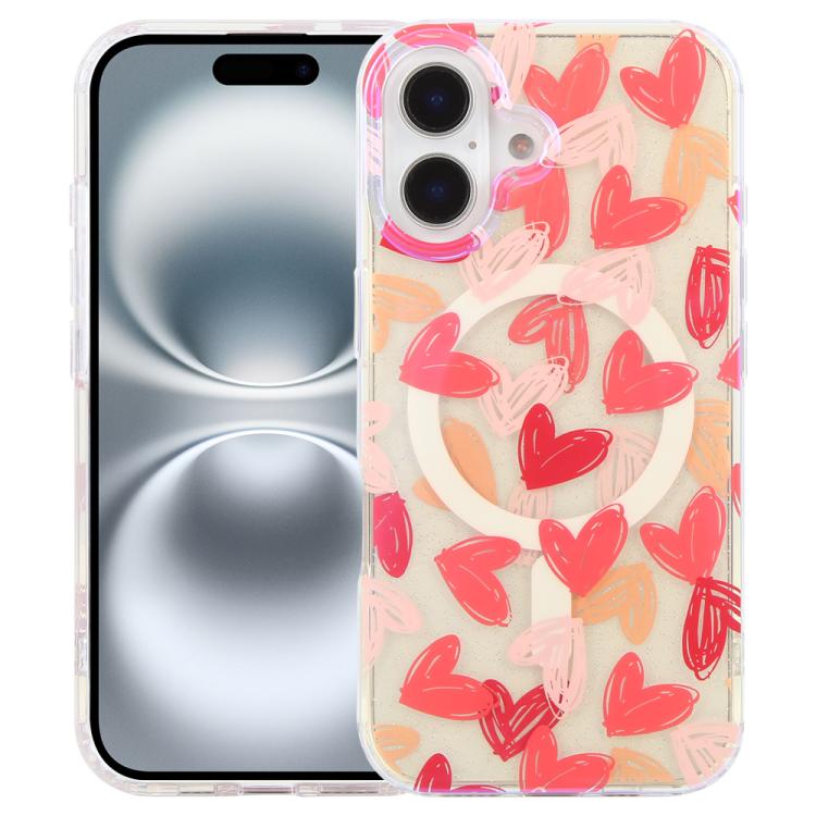 For iPhone 16 Plus IMD Blue Light Jungle Series Magnetic Phone Case(Love) SUNSKY