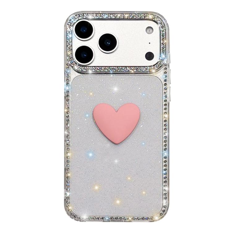 For iPhone 18 Pro / 17 Pro Flash Rhinestone Double-sided IMD Love Heart Phone Case(Glitter Transparent) SUNSKY