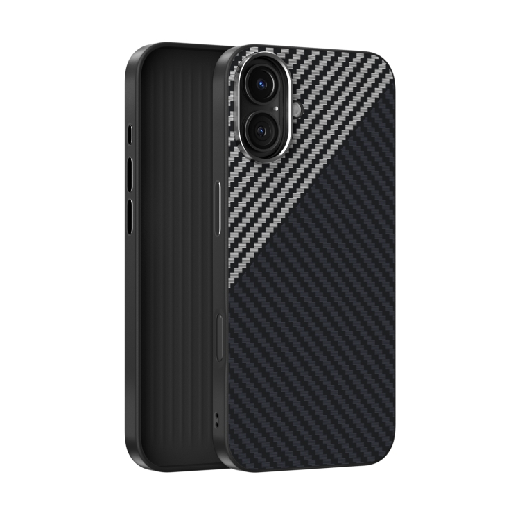 For iPhone 16 Plus ABEEL C Carbon Fiber Series 6D Micro Relief MagSafe Phone Case(Black Grey)