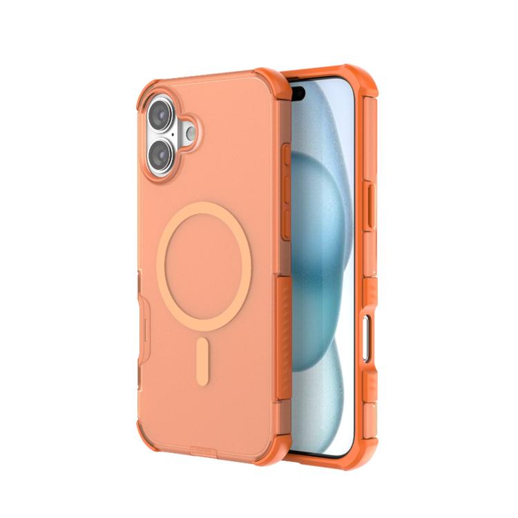 For iPhone 16 Plus Skin-friendly Magnetic PC + TPU Hybrid Shockproof Phone Case(Orange) SUNSKY