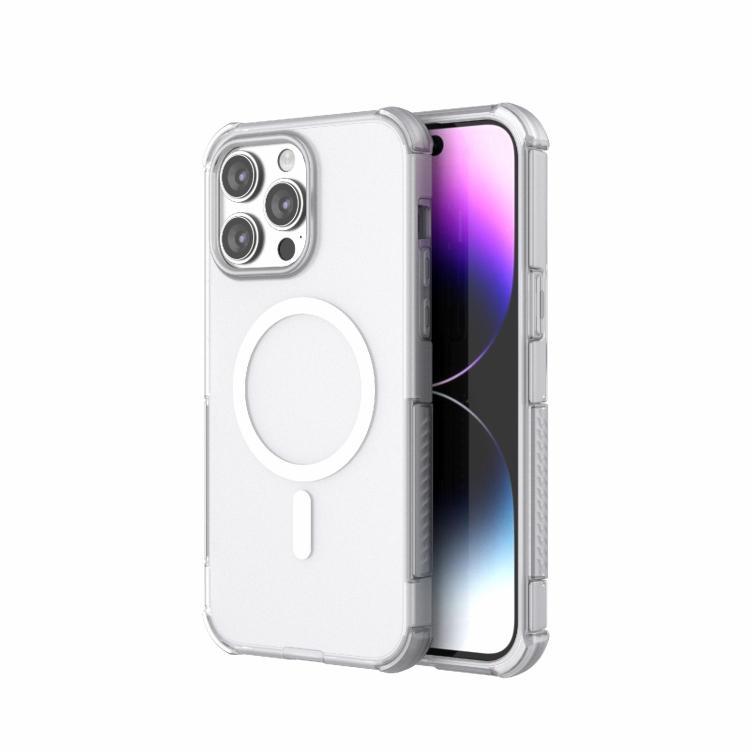 For iPhone 14 Pro Max Skin-friendly Magnetic PC + TPU Hybrid Shockproof Phone Case(White) SUNSKY