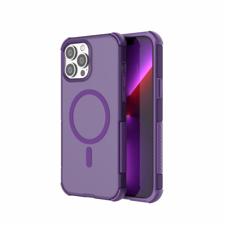 For iPhone 13 Pro Max Skin-friendly Magnetic PC + TPU Hybrid Shockproof Phone Case(Purple) SUNSKY