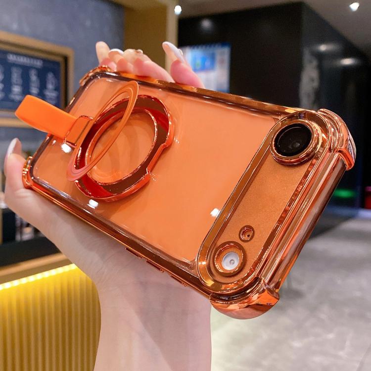 For iPhone Air Crystal Shield Ring Holde TPU + Acrylic Magnetic Phone Case(Orange) SUNSKY