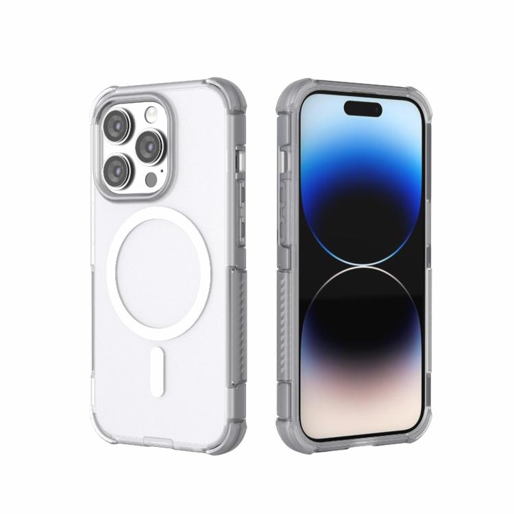 For iPhone 14 Pro Skin-friendly Magnetic PC + TPU Hybrid Shockproof Phone Case(White) SUNSKY
