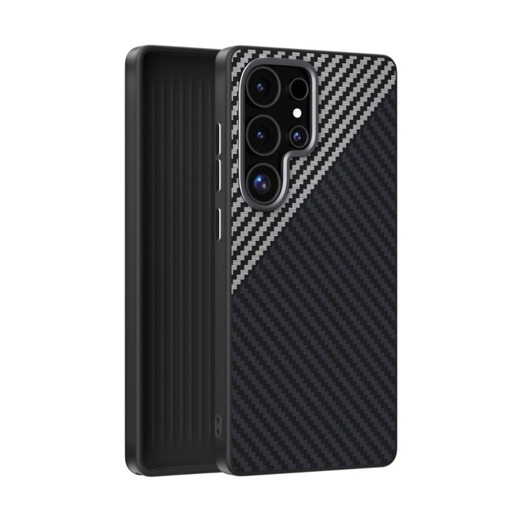 For Samsung Galaxy S25 Ultra 5G ABEEL C Carbon Fiber Series 6D Micro Relief MagSafe Phone Case(Black Grey)