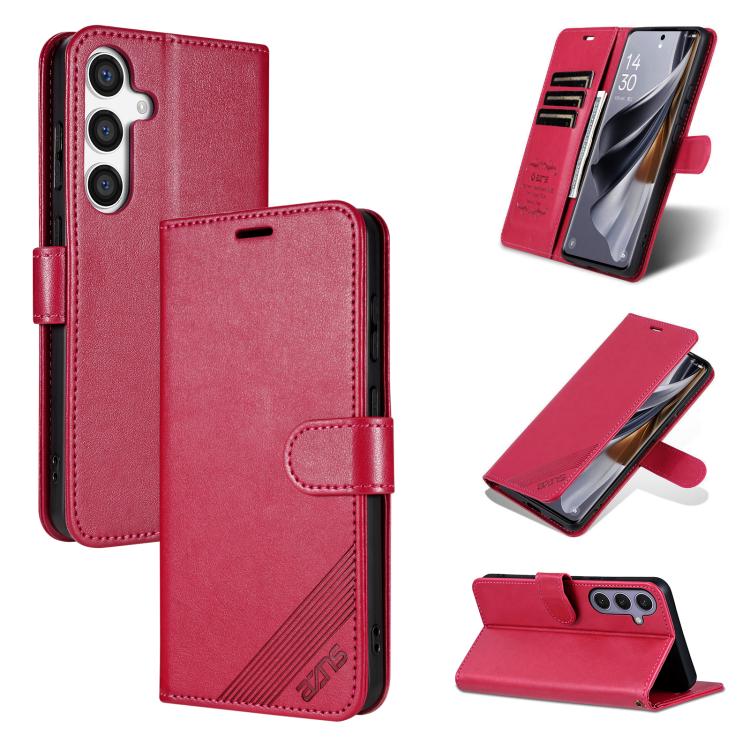 For Samsung Galaxy S25 FE 5G AZNS Sheepskin Texture Flip Leather Phone Case(Red)