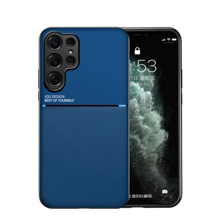 For Samsung Galaxy S26 Ultra 5G Classic Tilt Strip Grain Magnetic PC Hybrid TPU Phone Case(Blue) SUNSKY