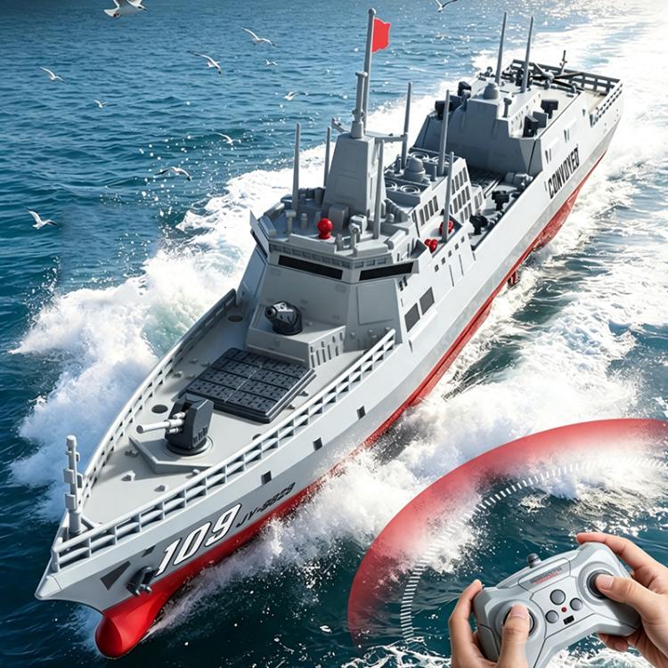 JJR/C S28 2.4GHz RC Destroyer Model Supports Water Spray(Grey)