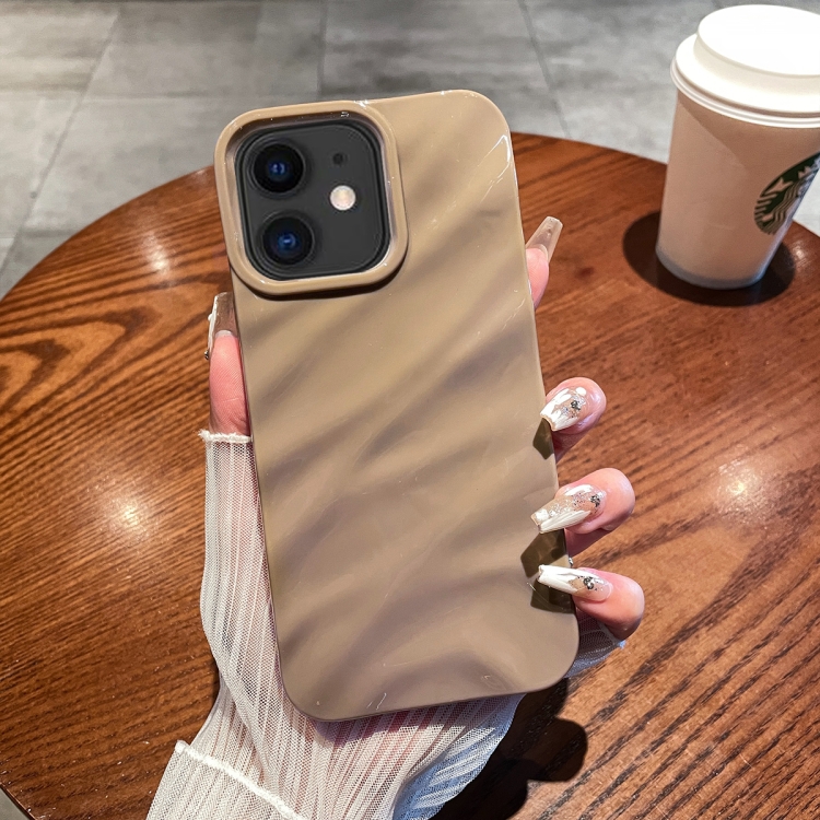 For iPhone 11 Solid Color Wave Texture TPU Phone Case(Brown) SUNSKY