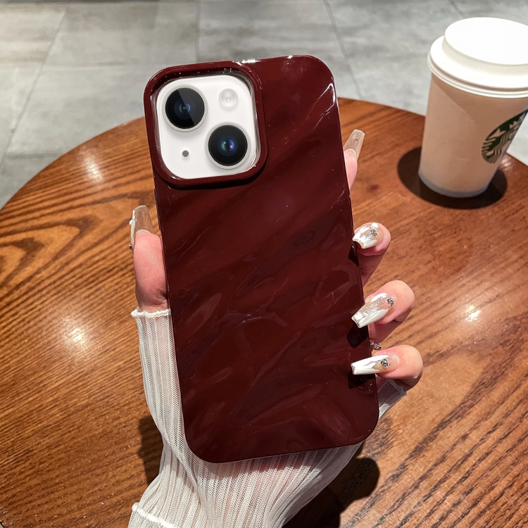 For iPhone 14 Plus Solid Color Wave Texture TPU Phone Case(Wine Red) SUNSKY
