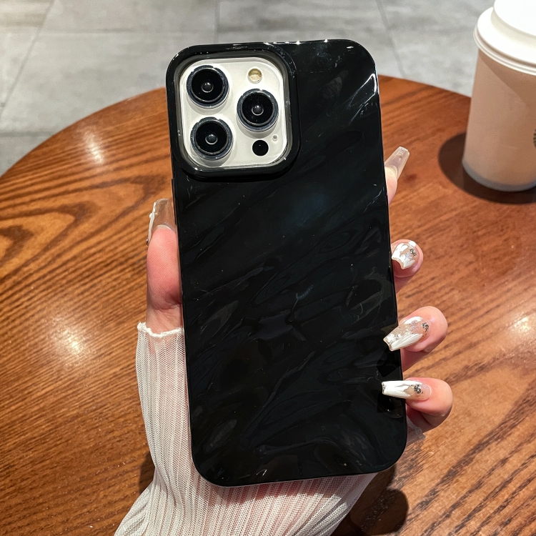 For iPhone 15 Pro Max Solid Color Wave Texture TPU Phone Case(Black) SUNSKY