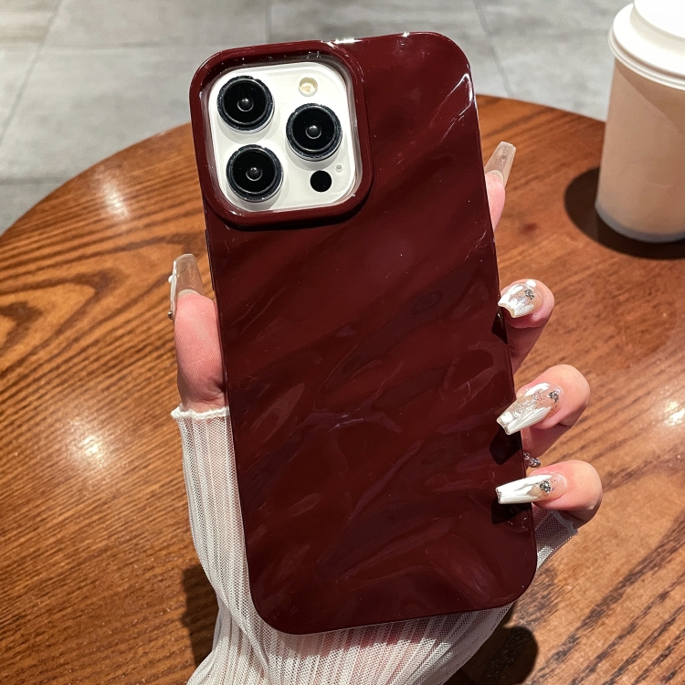 For iPhone 15 Pro Solid Color Wave Texture TPU Phone Case(Wine Red) SUNSKY
