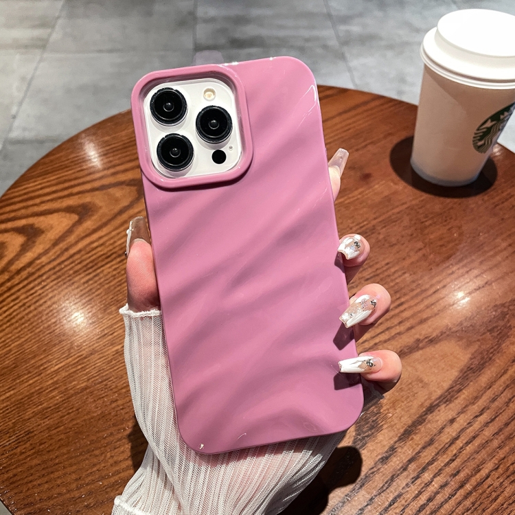 For iPhone 14 Pro Max Solid Color Wave Texture TPU Phone Case(Taro Purple) SUNSKY