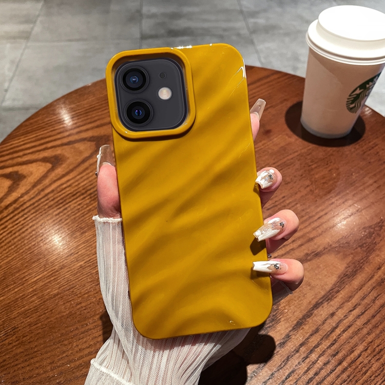 For iPhone 12 / 12 Pro Solid Color Wave Texture TPU Phone Case(Ginger) SUNSKY