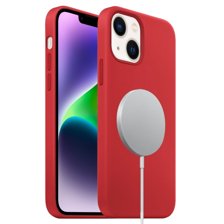 For iPhone 14 Liquid Silicone Full Coverage MagSafe Phone Case(Red) SUNSKY