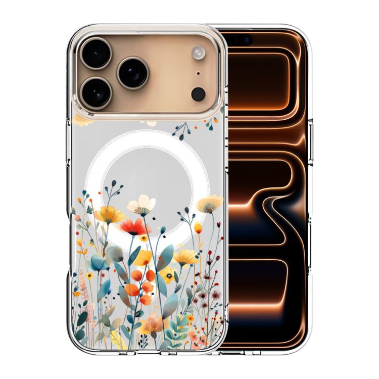 For iPhone 18 Pro Max / 17 Pro Max Pattern Printing TPU + PC Magnetic Shockproof Phone Case(Yellow Flower 036) SUNSKY