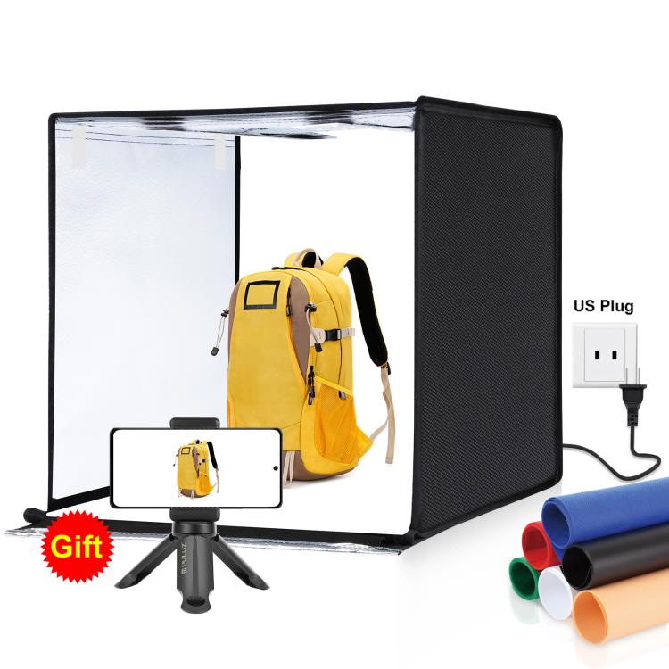 PULUZ Photo Studio Light Box Portable 60 x 60 x 60 cm Light Tent LED 5500K White Light Dimmable Mini 36W Photography Studio Tent Kit with 6 Removable Backdrops (Black Orange White Green Blue Red)(US Plug)