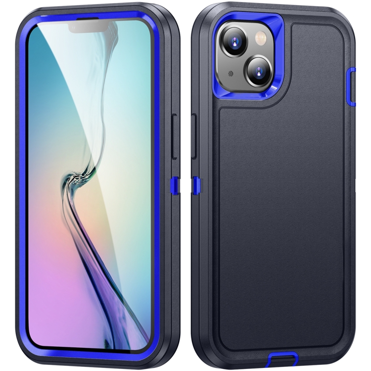 For iPhone 15 Plus Life Waterproof Rugged Phone Case(Dark Blue + Royal Blue) SUNSKY