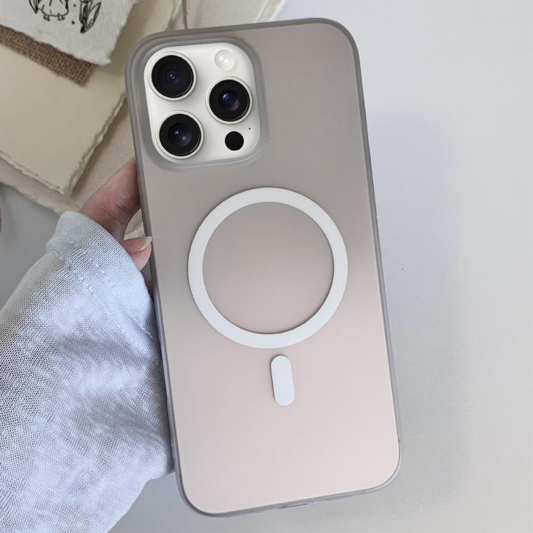 For iPhone 15 Pro Frosted Gradient TPU Magnetic Phone Case(Gray) SUNSKY
