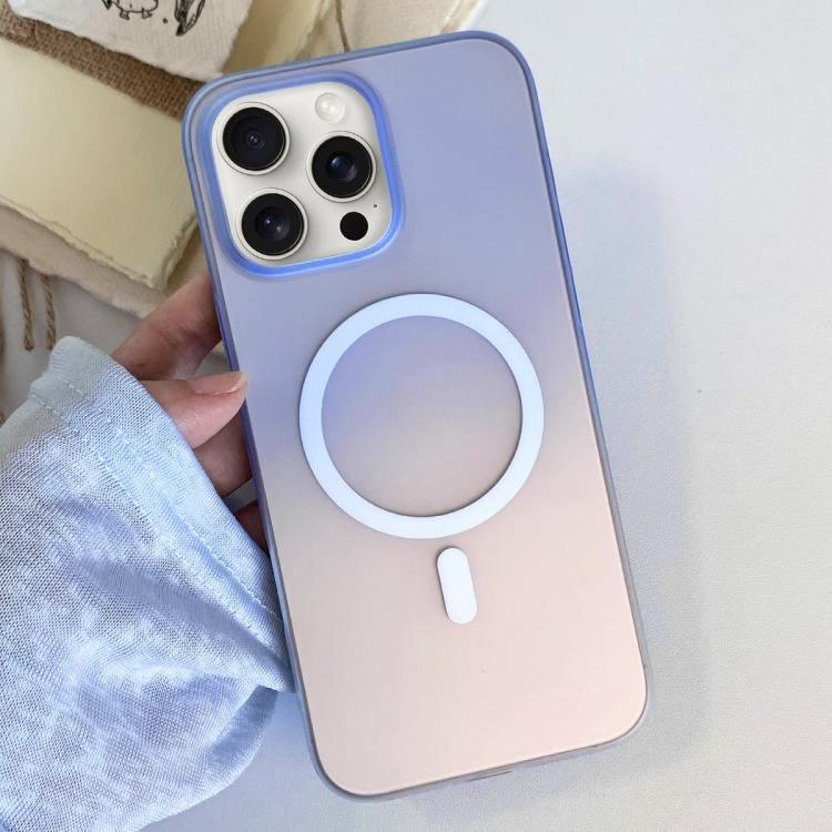 For iPhone 15 Pro Max Frosted Gradient TPU Magnetic Phone Case(Blue) SUNSKY