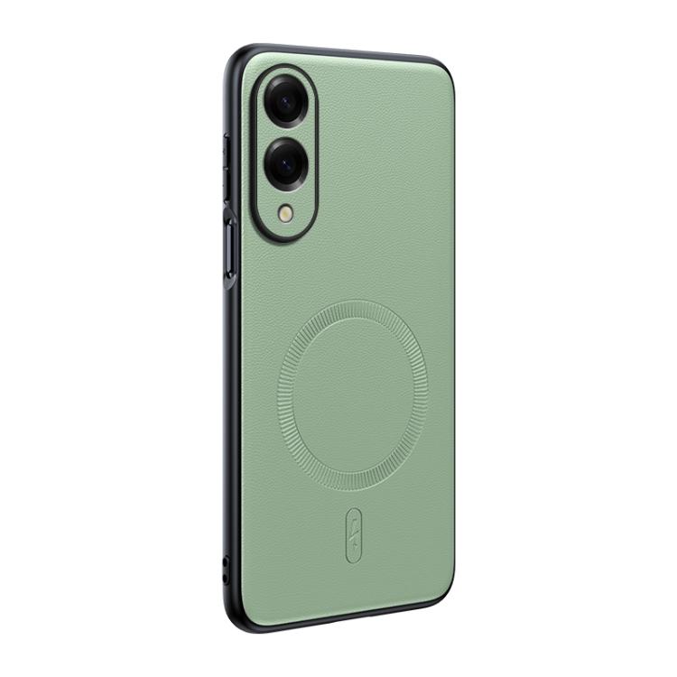 For Samsung Galaxy S25 Edge 5G Plain Leather MagSafe Shockproof Phone Case(Green) SUNSKY
