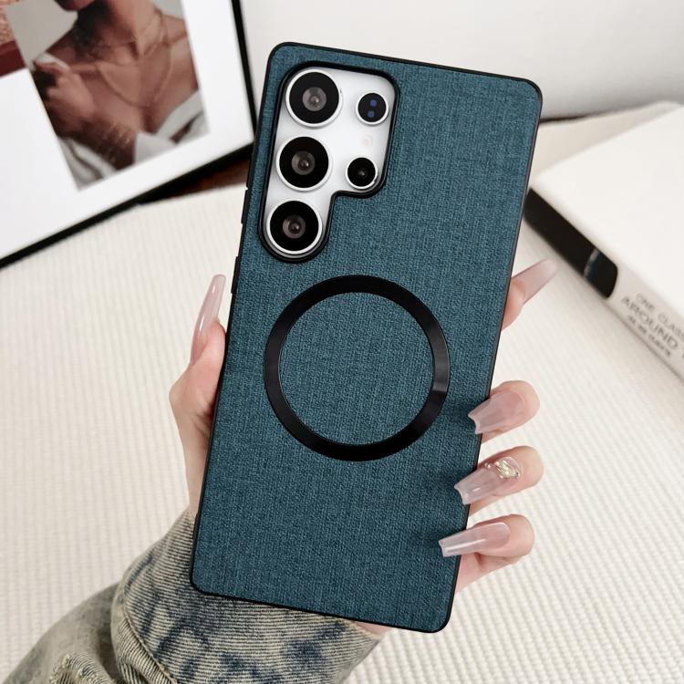 For Samsung Galaxy S25 Ultra 5G CD Magsafe Magnetic Cloth Texture Phone Case(Blue) SUNSKY