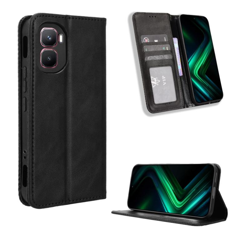 For Infinix GT 50 Pro 5G Magnetic Buckle Retro Texture Leather Phone Case(Black) SUNSKY