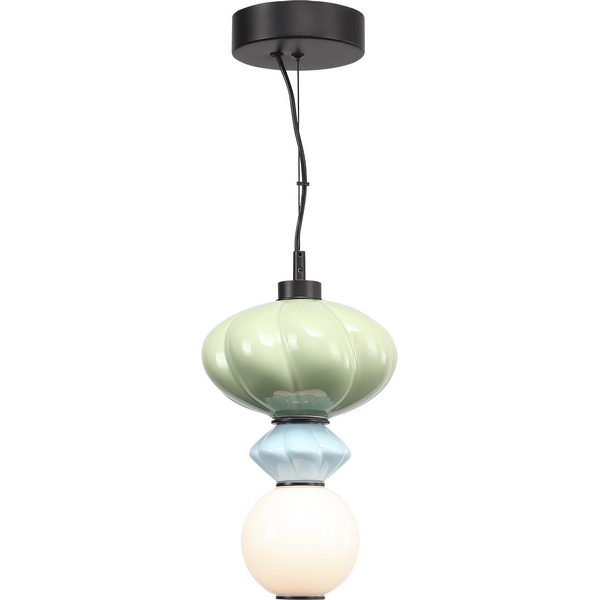 Подвесной светильник с бусинами ST Luce Florentini SL6134.403.01 черный/зелёный, синий, опаловый LED 1*8W 3000K