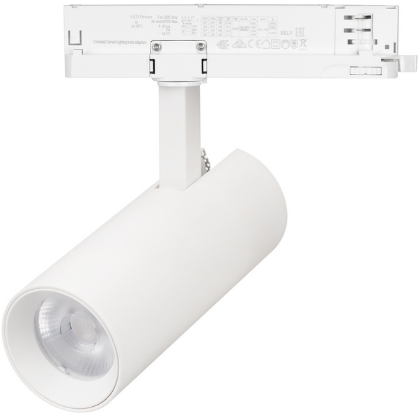 Трековый однофазный светильник LED LGD-GERA-2TR-R60-15W Day4000 (WH, 55 deg, 230V) (Arlight, IP20 Металл) 055046