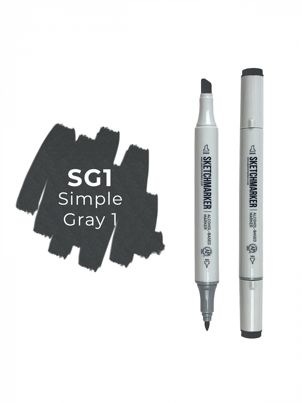 Маркер двухсторонний на спиртовой основе Sketchmarker Цвет Простой серый 1 SKM-SMSG1