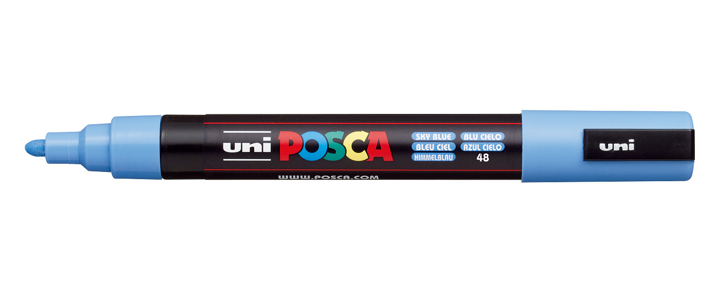 Маркер UNI "POSCA" PC-5M, 1,8-2,5 мм, наконечник пулевидный, цвет голубое небо UNI-149474