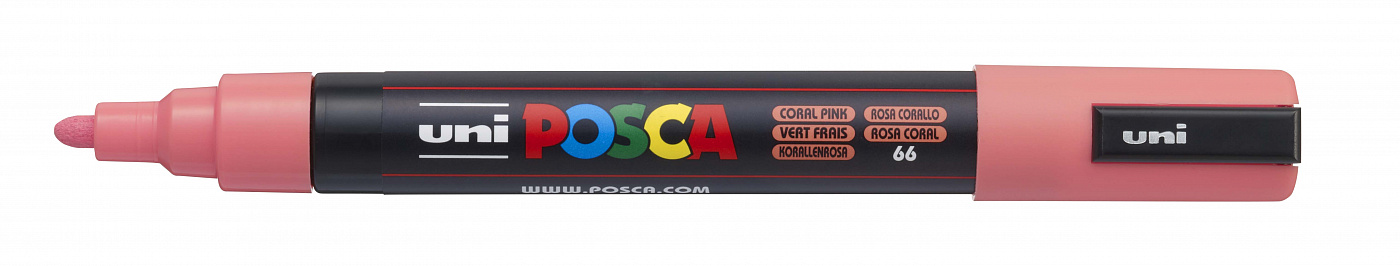 Маркер UNI "POSCA" PC-5M, 1,8-2,5 мм, наконечник пулевидный, цвет кораллово-розовый UNI-149531