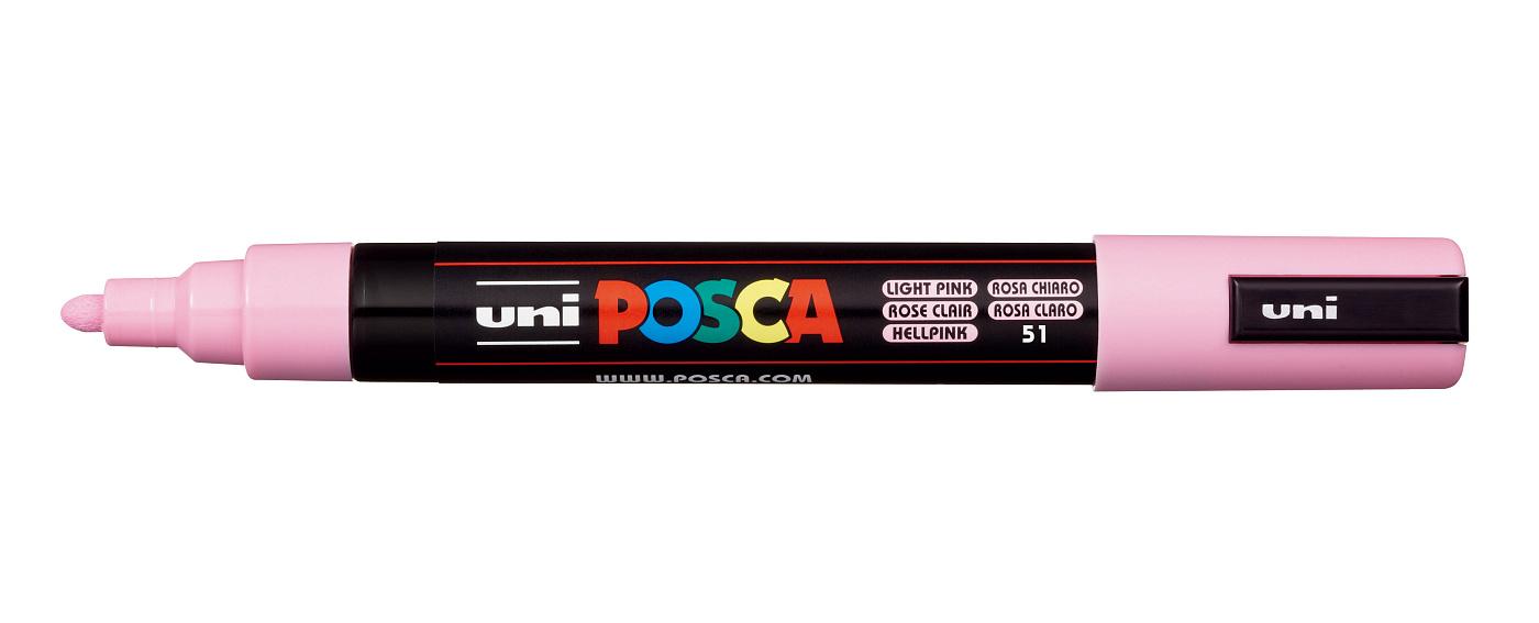 Маркер UNI "POSCA" PC-5M, 1,8-2,5 мм, наконечник пулевидный, цвет светло-розовый UNI-149476