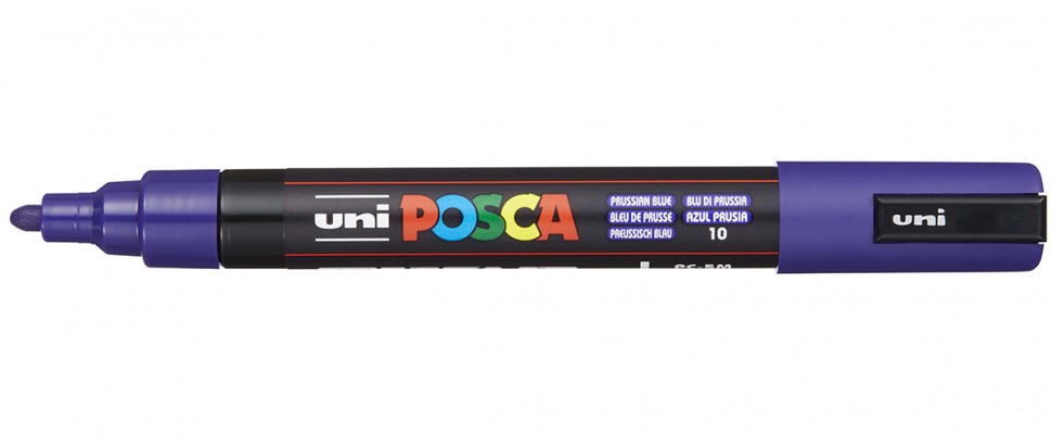 Маркер UNI "POSCA" PC-5M, 1,8-2,5 мм, наконечник пулевидный, цвет берлинская лазурь UNI-177303