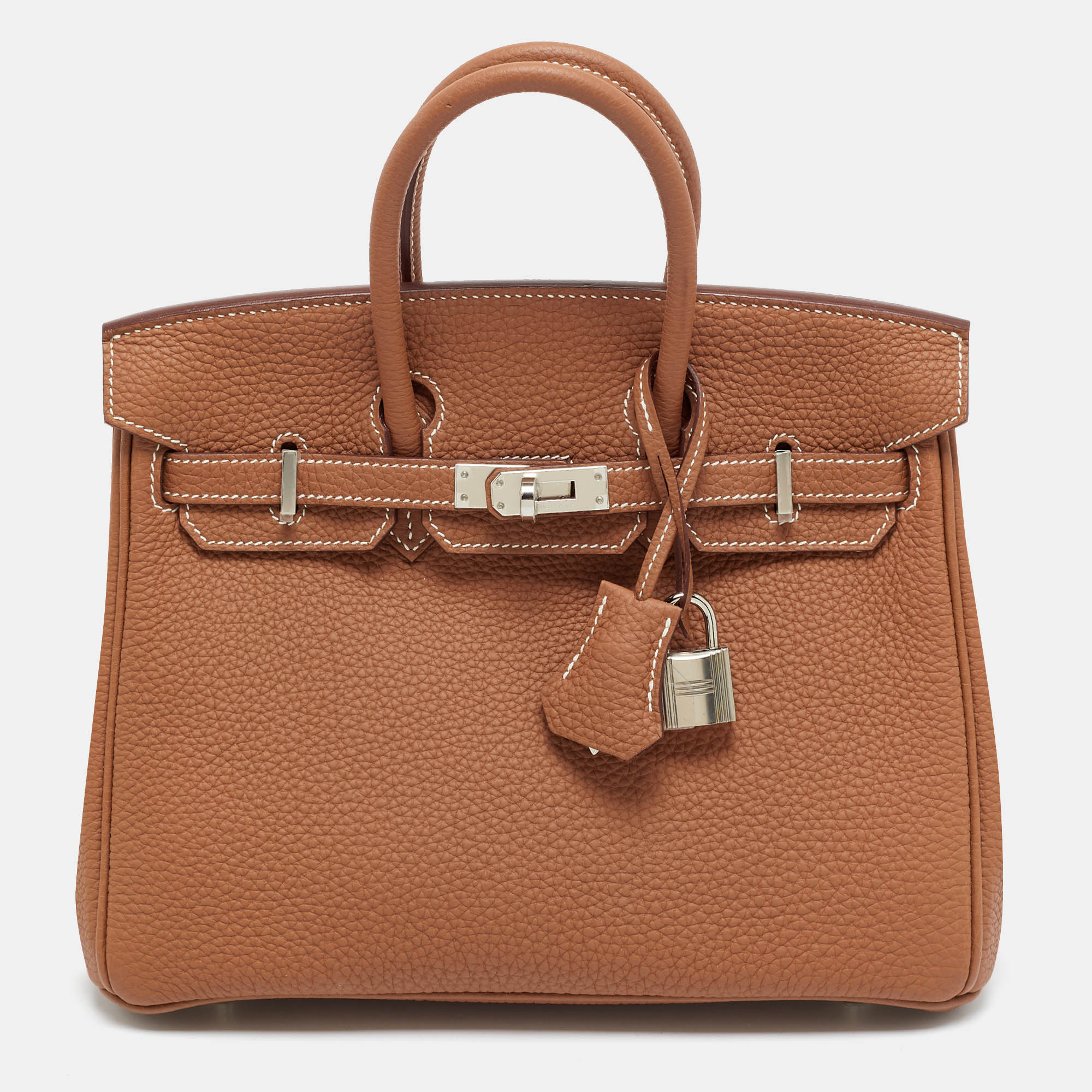 Hermes Birkin 25 Palladium Finish Gold Togo Leather Tote