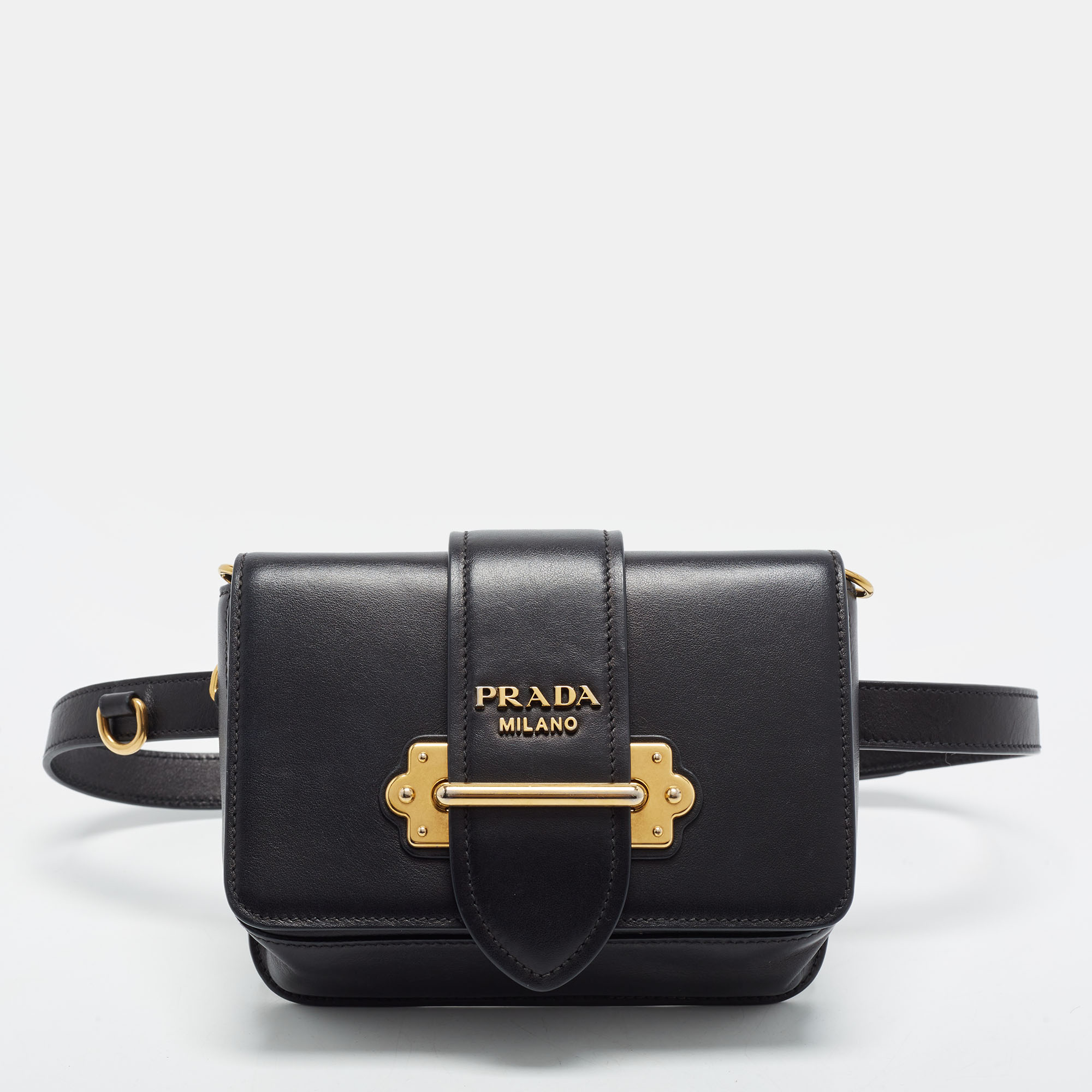 Prada Cahier Black Leather Convertible Belt Bag