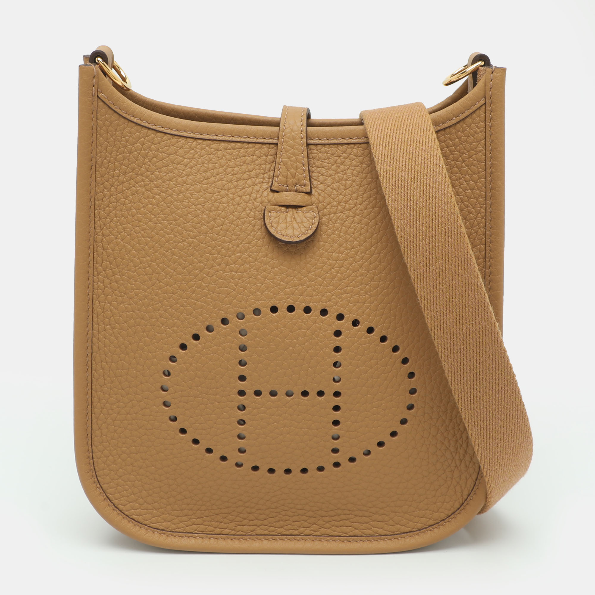 Herm&egrave;s Evelyne TPM Brown Taurillon Clemence Leather Crossbody Bag Hermes