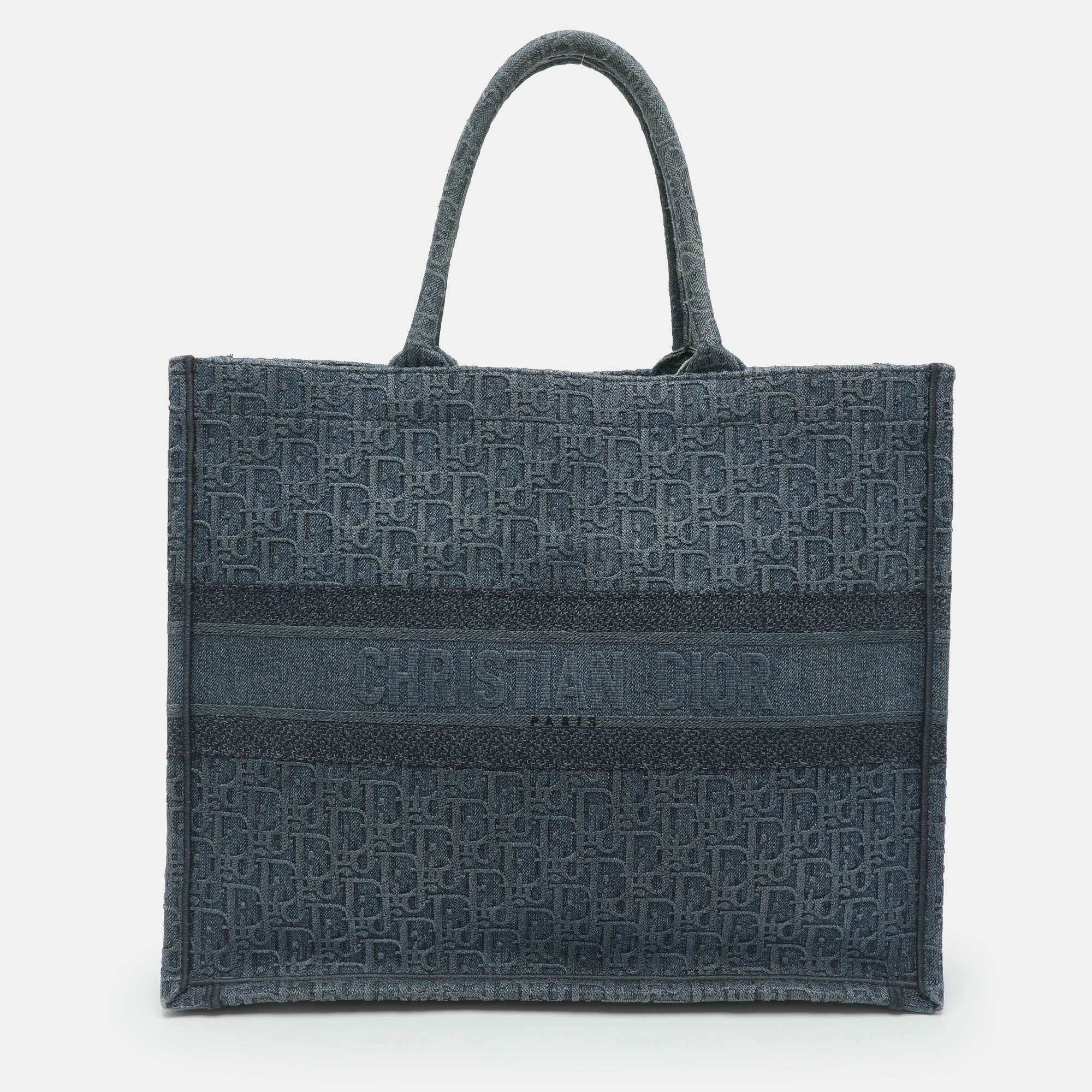 Dior Book Large Blue Oblique Denim Tote