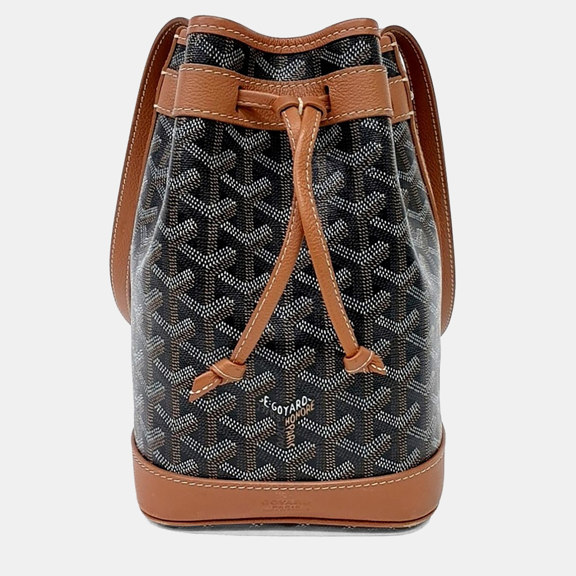 Goyard Petit Flo Black Tan Coated Canvas Bag