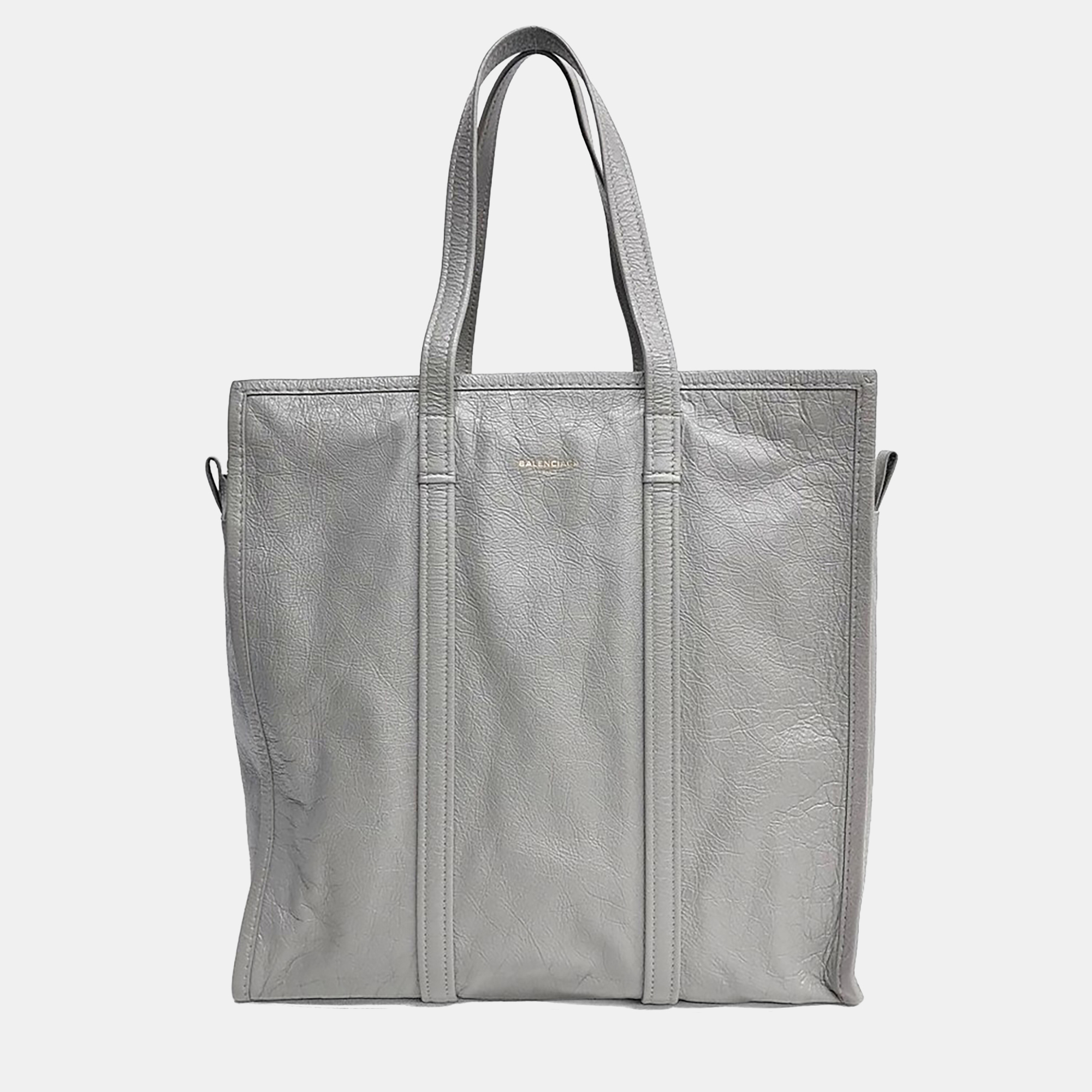 Balenciaga Bazaar Grey Leather Medium Bag (443097)