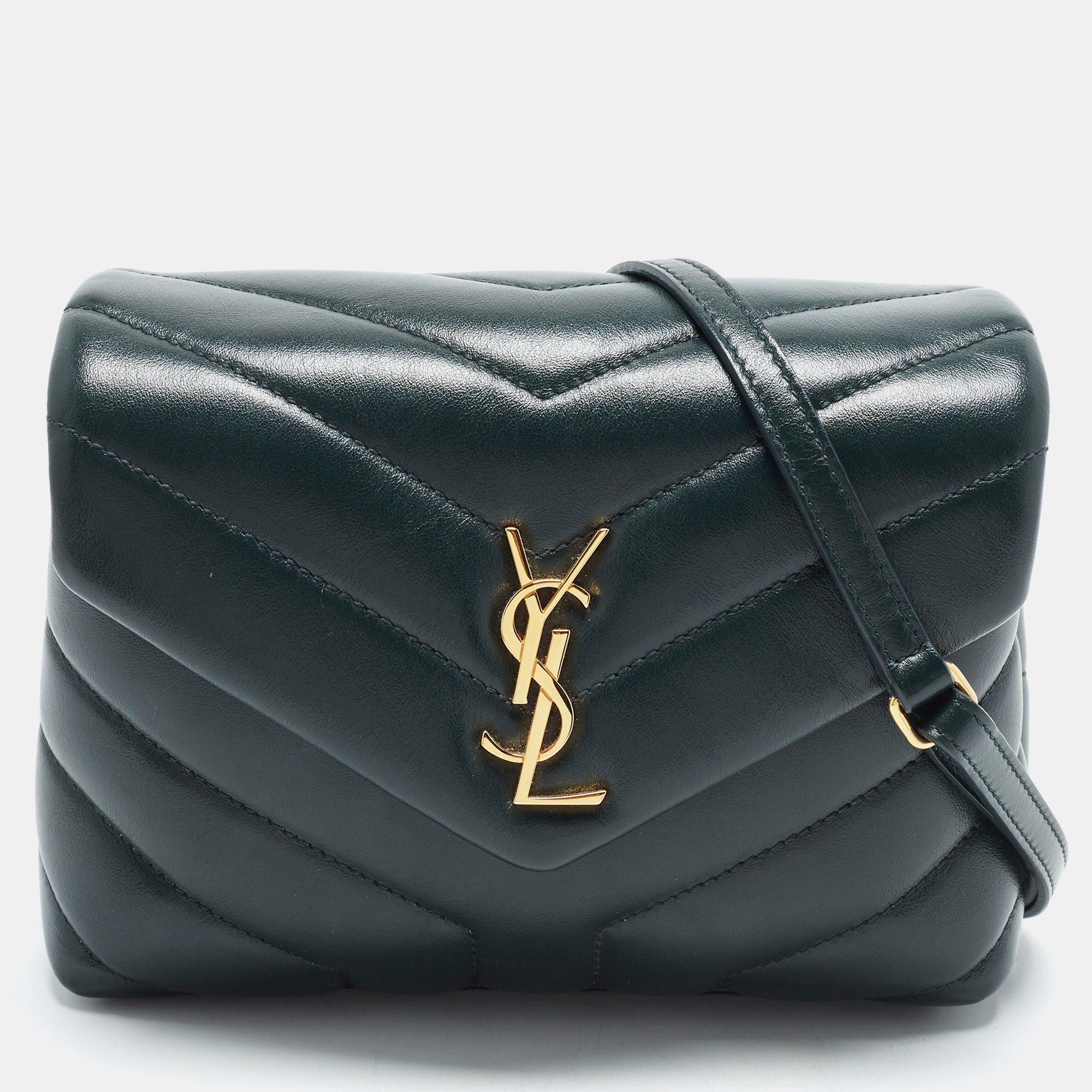 Saint Laurent Toy Loulou Dark Green Matelass&eacute; Leather Crossbody Bag Saint Laurent Paris